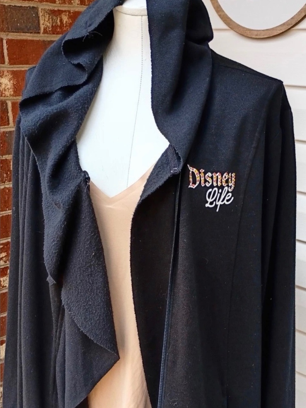 Disney Black Hooded Utility Jacket with Embroidered 'Disney Life' Logo